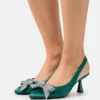 Bianco Pretty Glitter Bow Sling Back - Klassieke Pumps - Dark Green