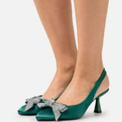 Bianco Pretty Glitter Bow Sling Back - Klassieke Pumps - Dark Green